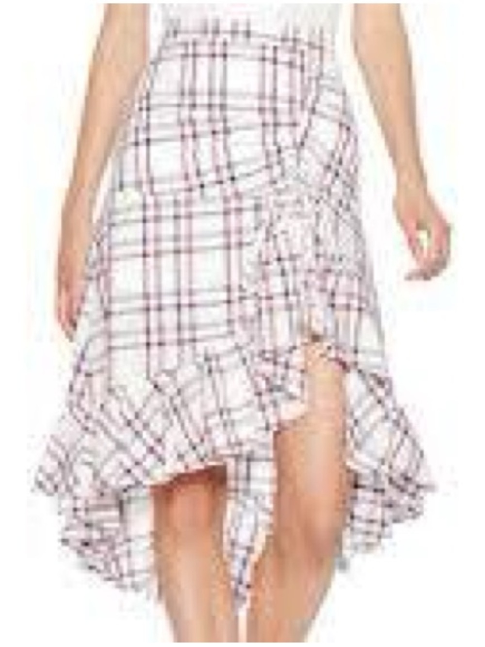 NWT Parker Linen-Cotton Plaid Hi-Low Ruffled Shirred Women’s Size 8 - Picture 2 of 12